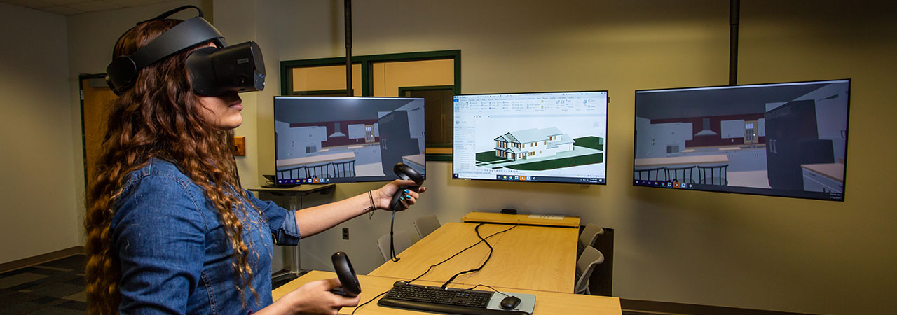 architecture student exploring with virtual reality