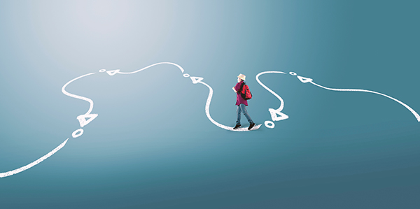 Person choosing paths